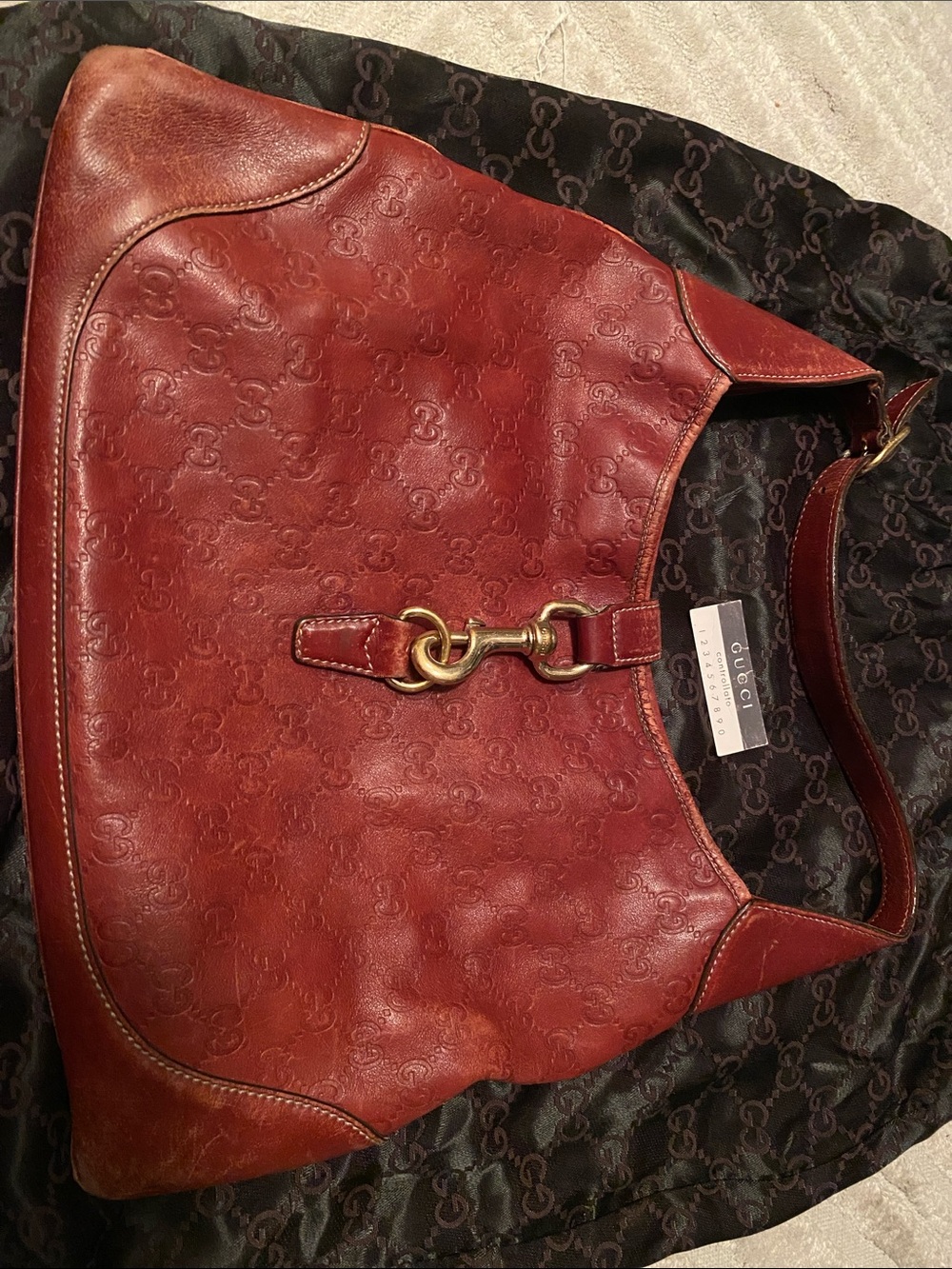 Gucci Vintage Dark Red Leather Jackie Shoulder Bag with Gold Horsebit - Picture 1 of 3